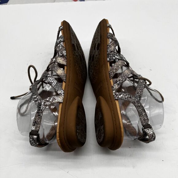 Naturalizer Grey Snake Skin Animal Strappy Lace Up Flat Sandal Size 9 - Picture 16 of 16